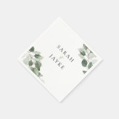 Simple Modern Minimal Green Leaf Wedding スタンダードカクテルナプキン (角)