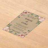 Simple Modern Minimal Green Leaf Wedding Acrylic  アクリル招待状 (レイダウン)