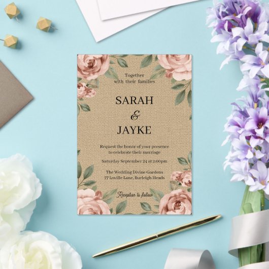 Simple Modern Minimal Green Leaf Wedding Acrylic  アクリル招待状 (インサイチュ (ウェディング))