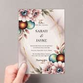 Simple Modern Minimal Green Leaf Wedding Acrylic  アクリル招待状 (インサイチュ (ポータブル))