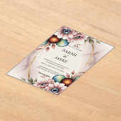 Simple Modern Minimal Green Leaf Wedding Acrylic  アクリル招待状 (レイダウン)