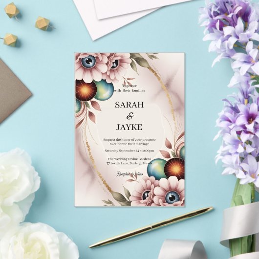 Simple Modern Minimal Green Leaf Wedding Acrylic アクリル招待状 (インサイチュ (ウェディング))