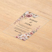 Simple Modern Minimal Green Leaf Wedding Acrylic  アクリル招待状 (レイダウン)