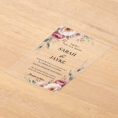 Simple Modern Minimal Green Leaf Wedding Acrylic  アクリル招待状 (レイダウン)