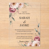 Simple Modern Minimal Green Leaf Wedding Acrylic  アクリル招待状 (正面)