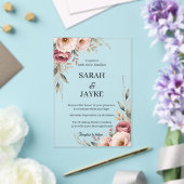 Simple Modern Minimal Green Leaf Wedding Acrylic  アクリル招待状 (インサイチュ (ウェディング))