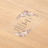 Simple Modern Minimal Green Leaf Wedding Acrylic  アクリル招待状 (レイダウン)