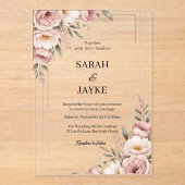 Simple Modern Minimal Green Leaf Wedding Acrylic  アクリル招待状 (正面)