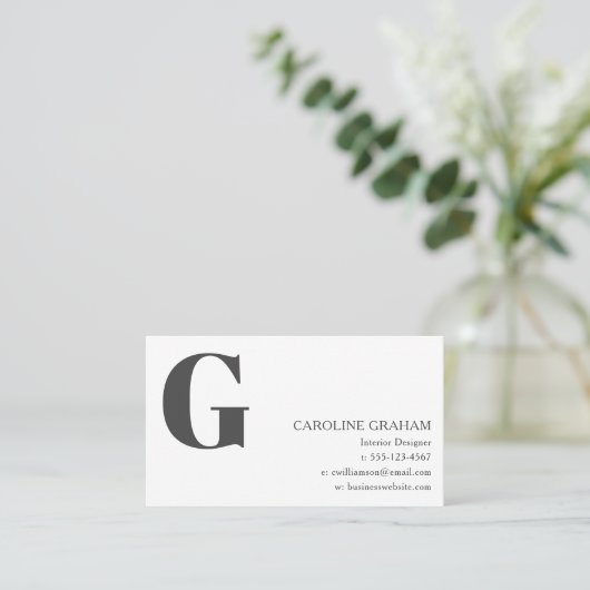 Simple Modern Minimal Interior Designer Monogram 名刺 (スタンド正面)