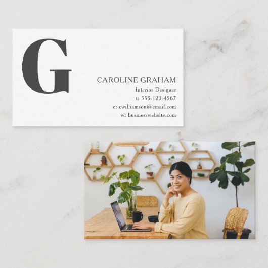 Simple Modern Minimal Interior Designer Monogram 名刺 (正面/裏面)
