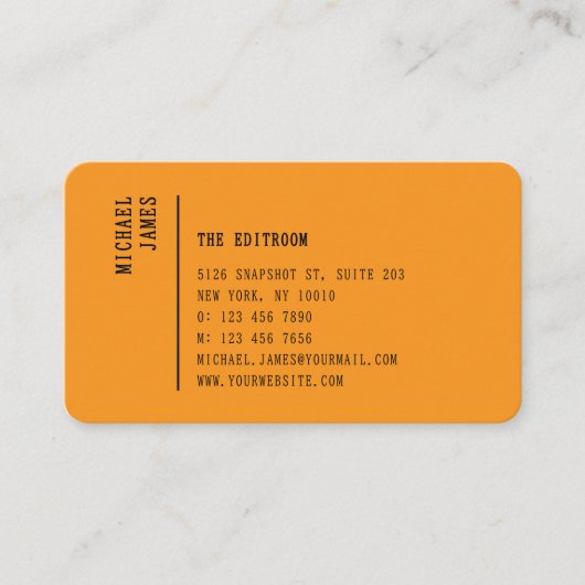 Simple Modern Minimal Orange QR Code 名刺 (正面)