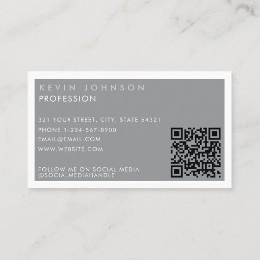 Simple Modern Minimal Professional  Photo QR code 名刺 (裏面)