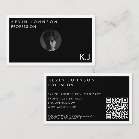 Simple Modern Minimal Professional Photo QR code 名刺 (正面/裏面)