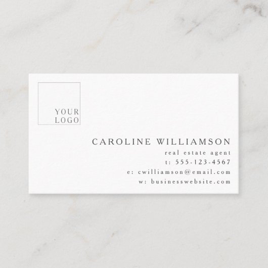 Simple Modern Minimal Real Estate Agent Logo 名刺 (正面)