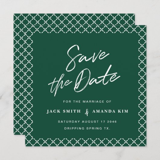 Simple Modern minimal Script Wedding save the date セーブザデート (正面/裏面)