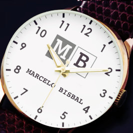 Simple Modern Minimal Typography White black 腕時計