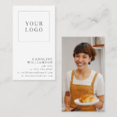 Simple Modern Minimal Vertical Logo Photo 名刺 (正面/裏面)