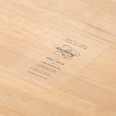 Simple Modern Minimalist Black And White Wedding I アクリル招待状 (レイダウン)