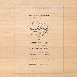 Simple Modern Minimalist Black And White Wedding I アクリル招待状