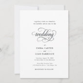 Simple Modern Minimalist Black And White Wedding I 招待状 (正面)