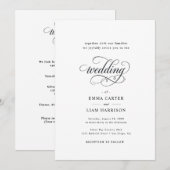 Simple Modern Minimalist Black And White Wedding I 招待状 (正面/裏面)