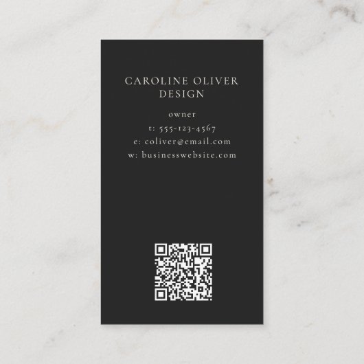 Simple Modern Minimalist Black Monogram Small 名刺 (裏面)