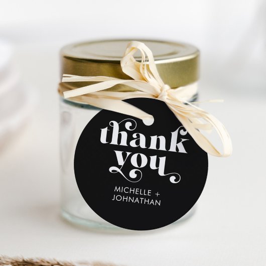 Simple Modern Minimalist Black & White Wedding  フェイバータグ