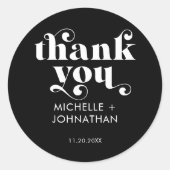 Simple Modern Minimalist Black & White Wedding  ラウンドシール (正面)