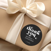 Simple Modern Minimalist Black & White Wedding  ラウンドシール