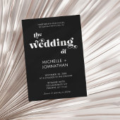 Simple Modern Minimalist Black & White Wedding 招待状