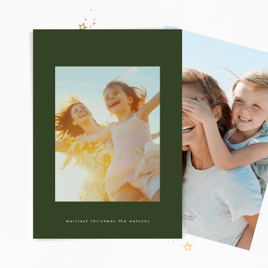 Simple Modern Minimalist Christmas Green Photo シーズンカード