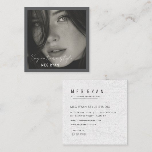  Simple Modern minimalist  Professional Photo  スクエア名刺 (正面/裏面)