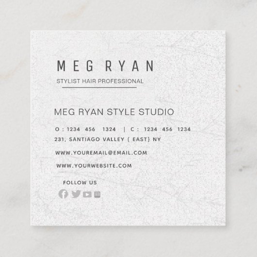  Simple Modern minimalist  Professional Photo  スクエア名刺 (裏面)