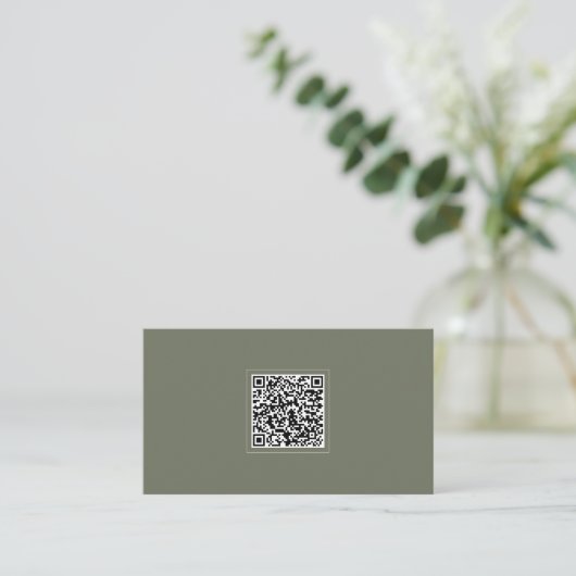 Simple Modern Minimalist Sage Green QR Code  名刺 (スタンド正面)
