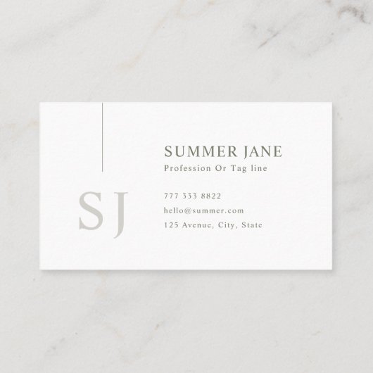 Simple Modern Minimalist Sage Green QR Code 名刺 (裏面)