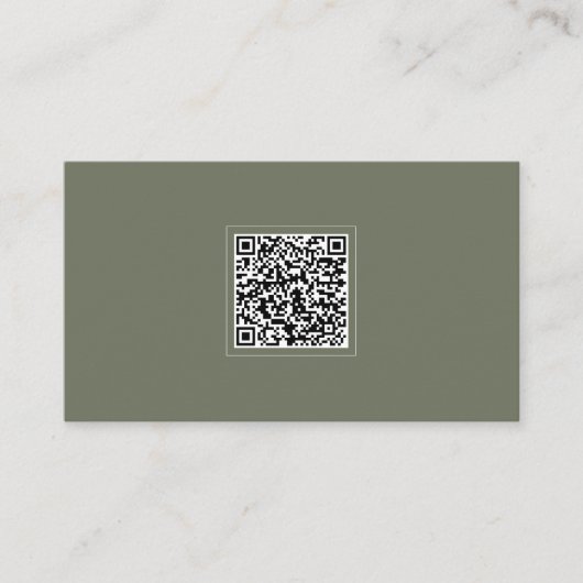 Simple Modern Minimalist Sage Green QR Code  名刺 (正面)