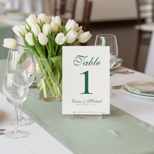 Simple Modern Minimalist Sage Green Wedding テーブルナンバー