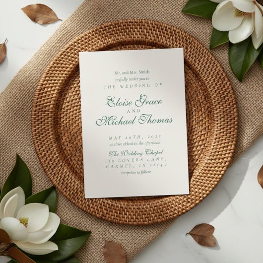 Simple Modern Minimalist Sage Green Wedding 招待状