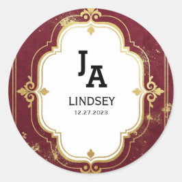 Simple Modern Minimalist Wedding Classic Round ラウンドシール