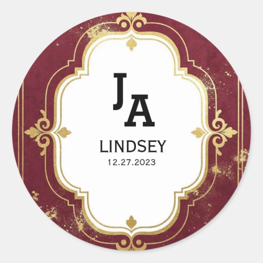 Simple Modern Minimalist Wedding Classic Round ラウンドシール (正面)