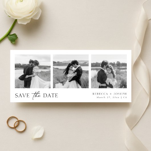 Simple Modern Minimalist Wedding Photo Strip セーブザデート