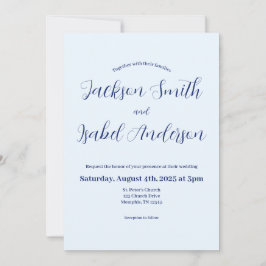 Simple Modern Minimalistic Blue Wedding Invitation セーブザデート