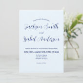 Simple Modern Minimalistic Blue Wedding Invitation セーブザデート (スタンド正面)