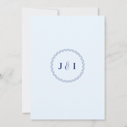 Simple Modern Minimalistic Blue Wedding Invitation セーブザデート (裏面)