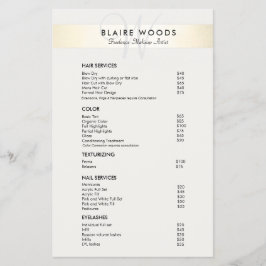 Simple Modern Monogram Gold Price List Menu チラシ