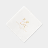 Simple Modern Monogram Gold Wedding Cocktail 箔ナプキン (右)