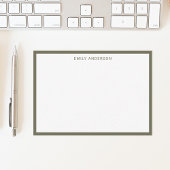 Simple Modern Monogram Olive Green Border ノートカード