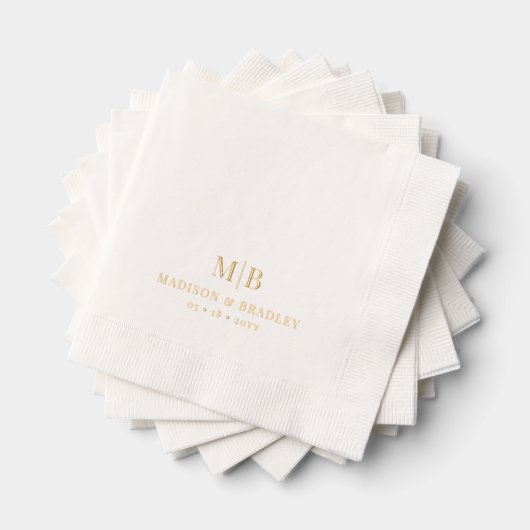 Simple Modern Monogram Wedding Custom 箔ナプキン (インサイチュ (積み重ね))