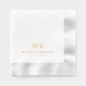 Simple Modern Monogram Wedding Custom 箔ナプキン (正面)