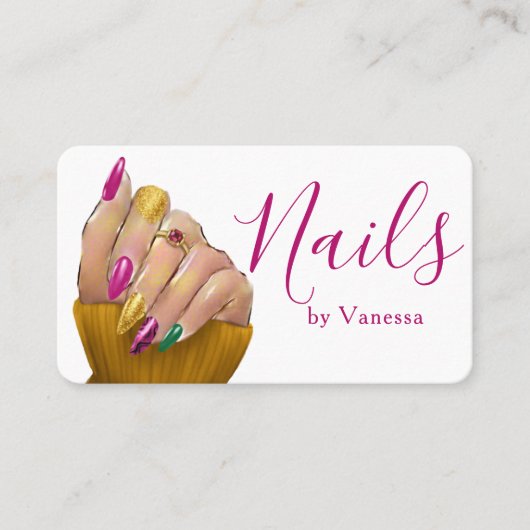 Simple Modern Nail Technician Salon Use 名刺 (正面)